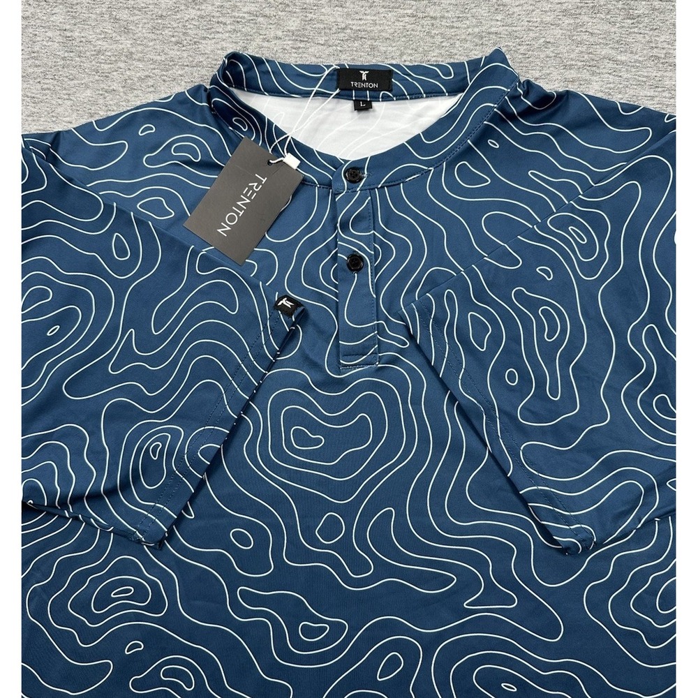 Trenton Polo Shirt Mens Large Elevation Golf Performance Band Collar Stretch NEW